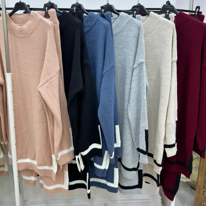 Women's Knit Co-ord with contrasting Stripe Design - Loose Fit 1