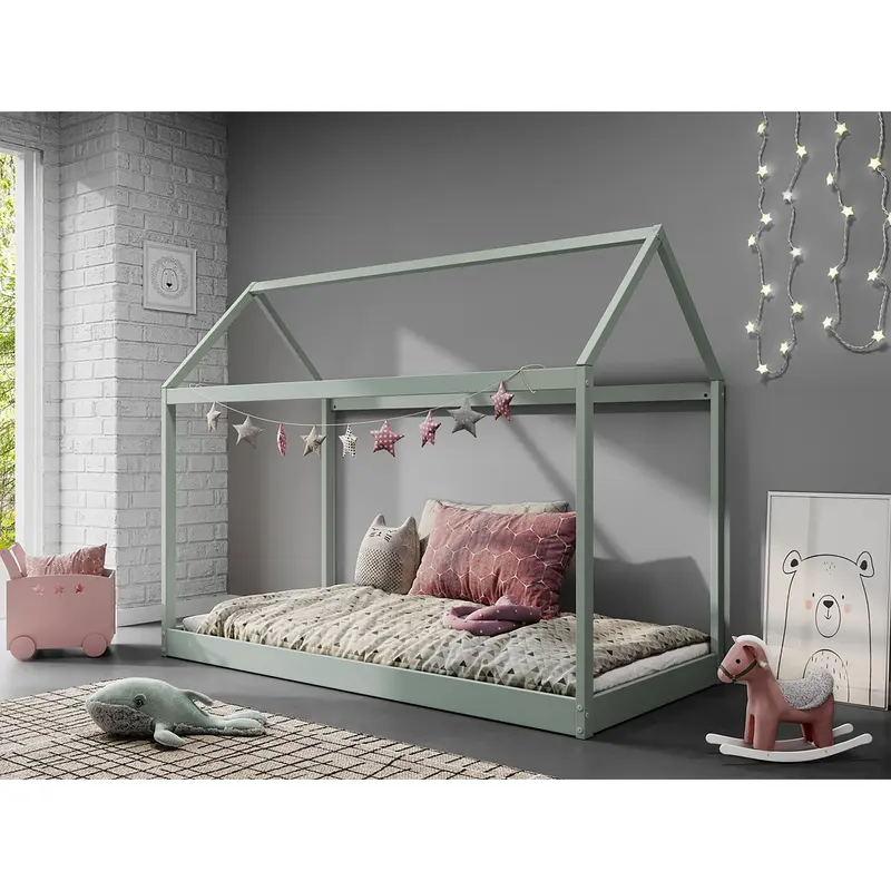 Taylor Kids Wooden Bed Single House, Pastel Green 1