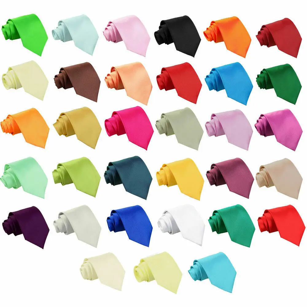 DQT Plain Satin Boys Regular Tie Perfect for Weddings Party School Special Occasions