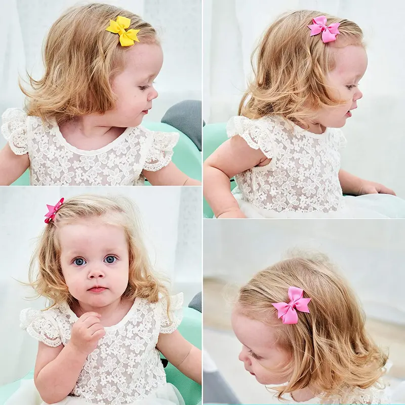 80Pieces Baby Girls Clips 2" Mini Hair Bow Grosgrain Ribbon Hair Bows with Fully Ribbon Lined Alligator Clips for Baby Girls Infant Toddlers Kids 40 Colors in Pairs 2