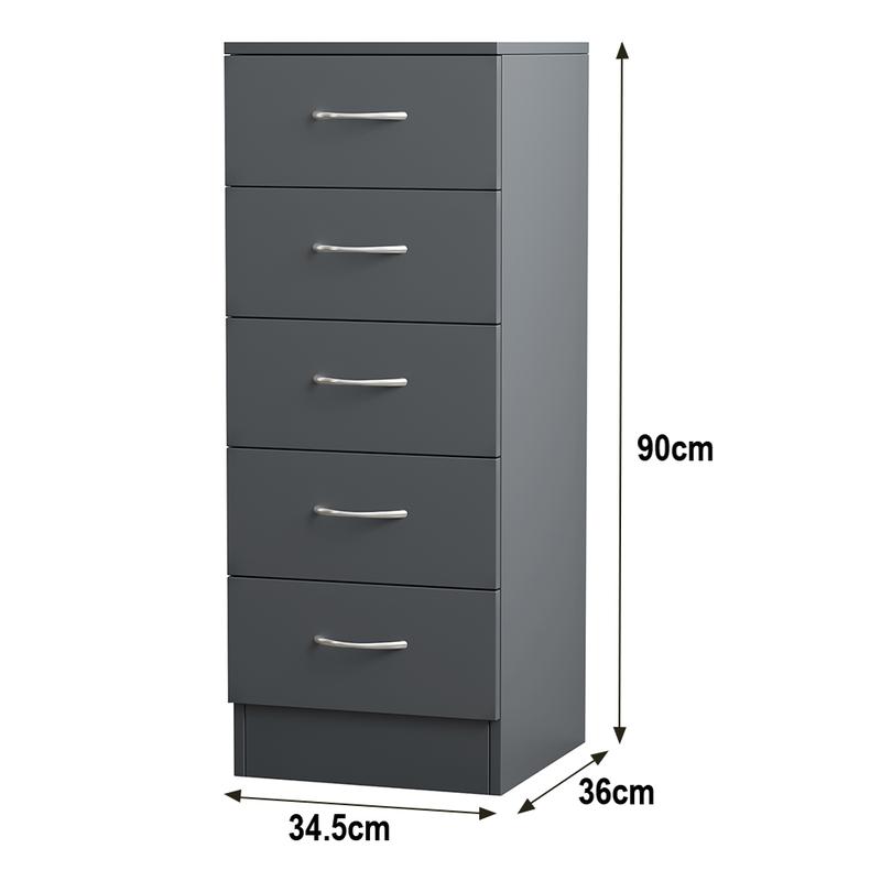 Sundaze Tall Narrow Chest of 5 Drawers with Handle Storage Unit Bedroom Furniture 34.5x36x90cm 2