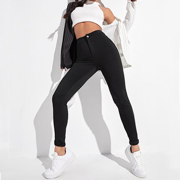 Elengatine Women's Trendy High Waist Black quality leggings,Solid Color Minimalist Skinny Pants, High Elasticity Slim Fit Trouser,Ladies Casual Clothing for Indoor Outdoor Wear Basic Comfort Bottom Comfortable jean shorts Womenswear Nylon Causal Style 1