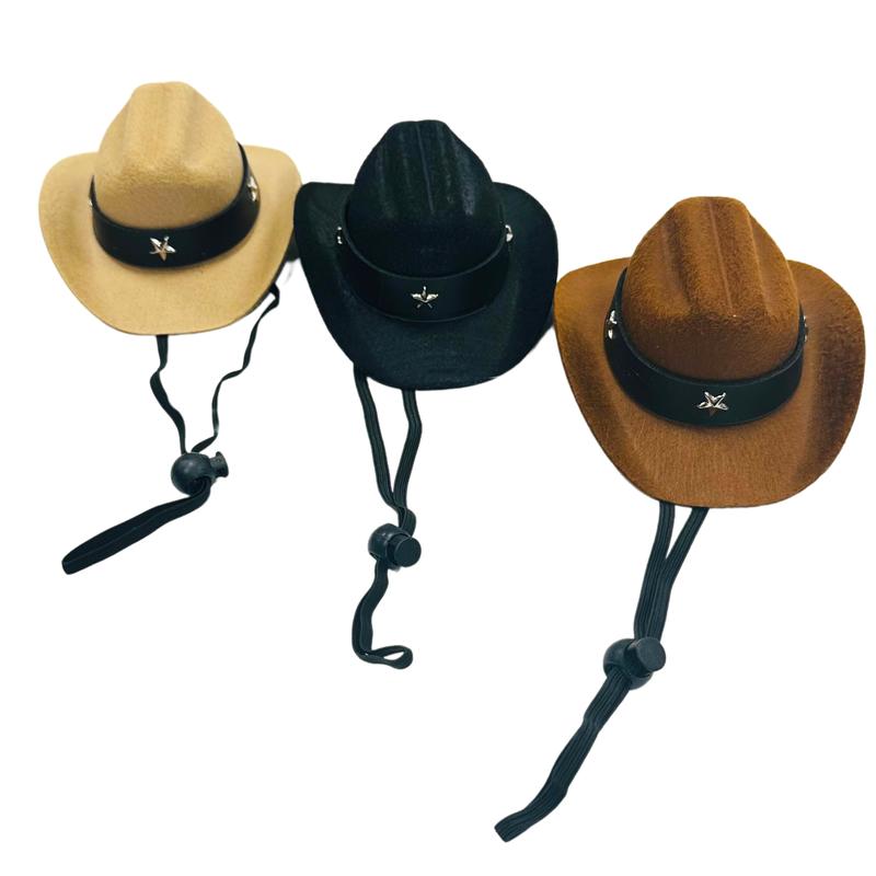 Pops & Coco Dog Cowboy Hat - Rigid and Adjustable for All Dog Sizes - Sheriff - Country Music Fans 1