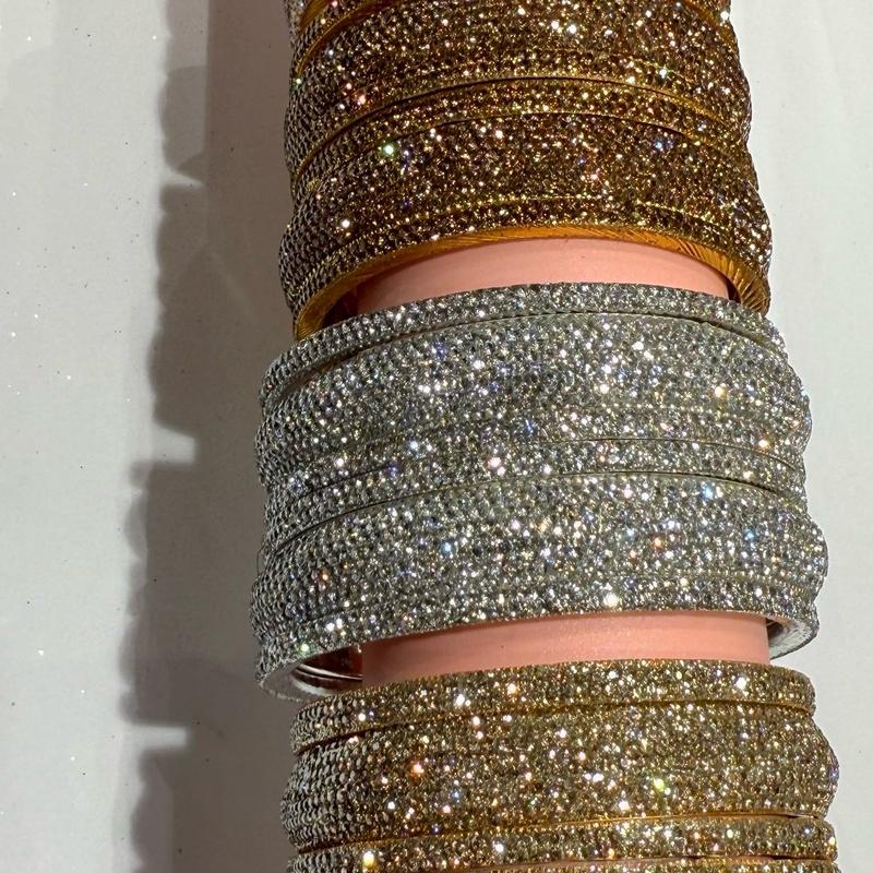 SB16 Mix Diamond Diamante Bangles Bracelets Stone  Bridal Party Wear Fancy Indian Pakistani Jewellery Multi Colour All Sizes Gold 2