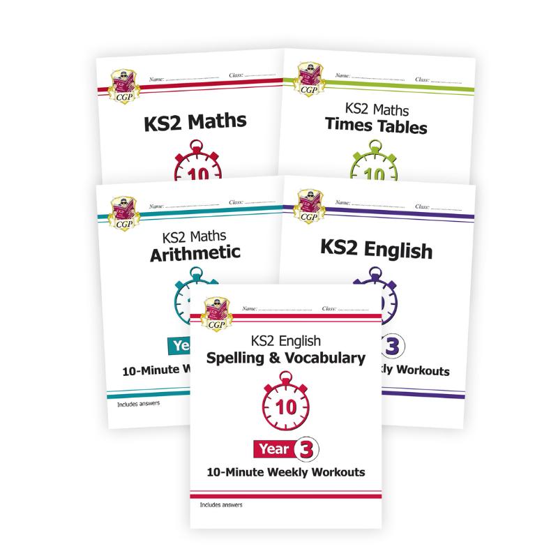 Year 3 Maths and English 10 Min Test Workbook Bundle for 7 to 8 year olds KS2 0