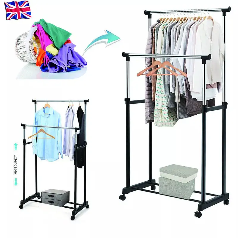 Heavy Duty Metal Clothes Rail Storage Garment Shelf Hanging Display Stand Rack Organiser Decor 6
