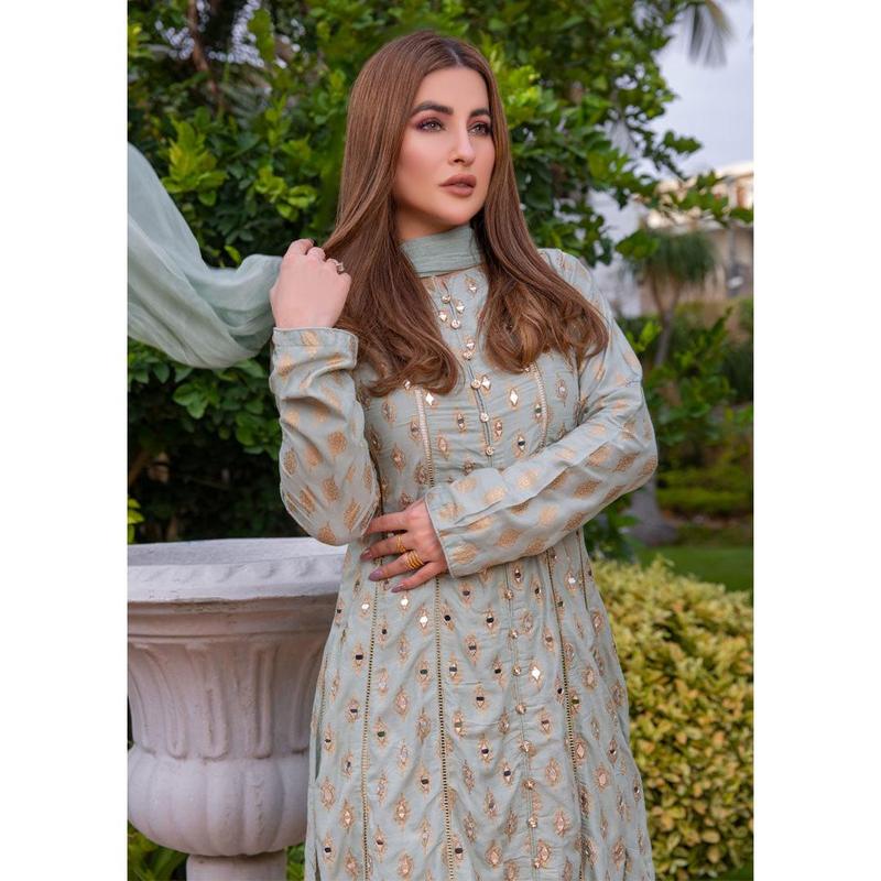 HK59 Sheesha Mint Mirror Linen Long Dress 7