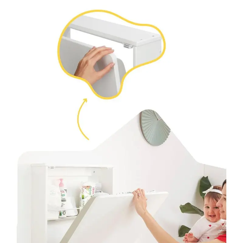 Baby Wall Changing Table with shelves and wipeable mat 4