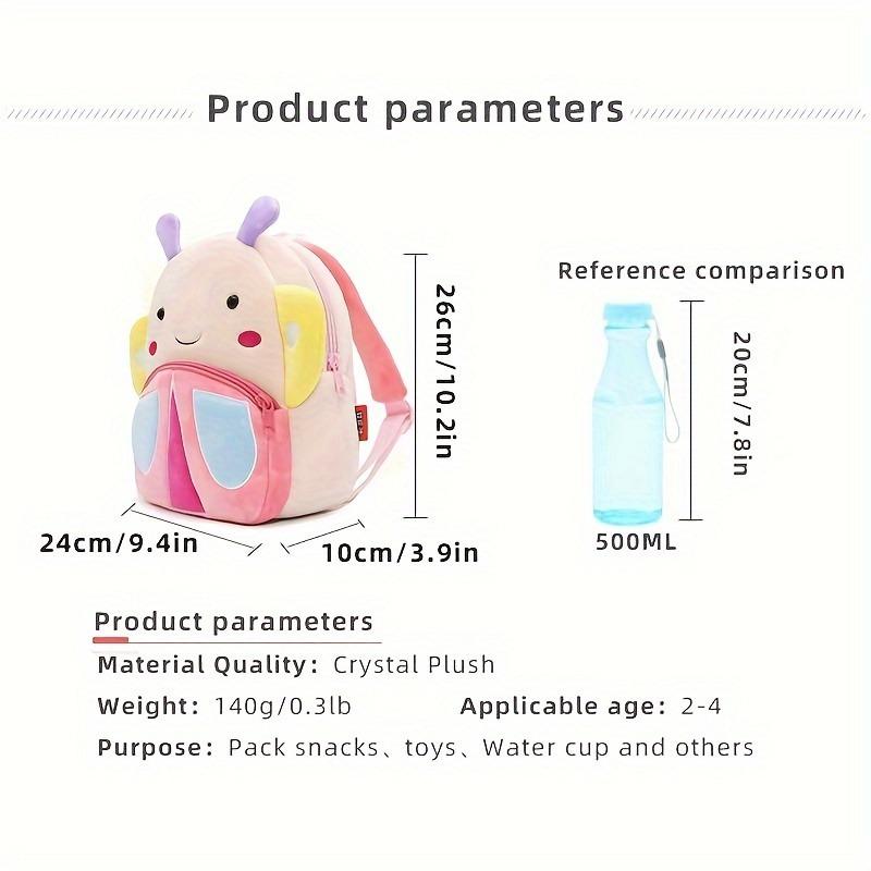 1pc Cute Children's Corduroy Backpack, Little Butterfly Design Plush Backpack 1