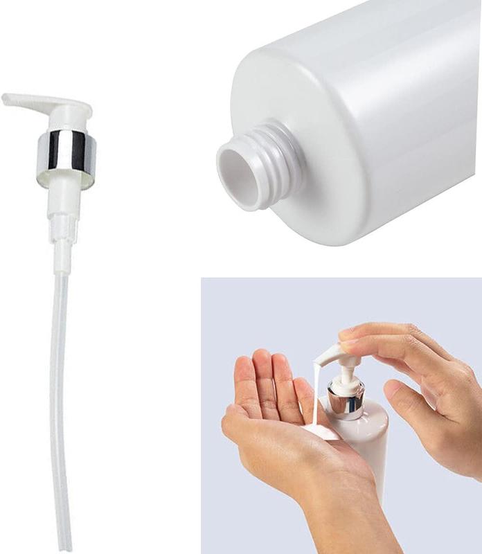Set of 3 - 500ML Bathroom Dispenser Soap Pump. This sleek white cylindrical PET plastic bottle comes with a silver white lotion pump for convenient soap dispensing. Enhance your bathroom decor while keeping your hands clean and hygienic. Easy to refill 6