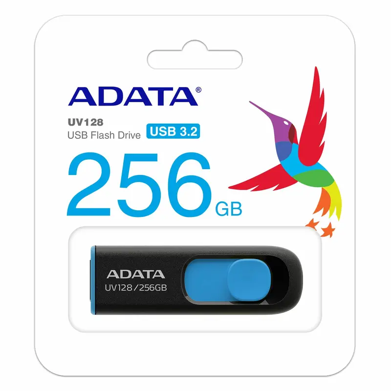 ADATA UV128 USB flash drive 256 GB USB Type-A 3.2 Gen 1 (3.1 Gen 1) Black, Blue 3