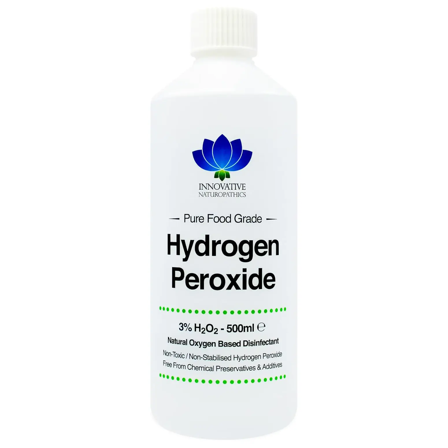 Innovative Naturopathics 3% Hydrogen Peroxide 500ml - Food Grade Non-Toxic Oxygen Based Kitchen & Whole Household Liquid Anti-Bacterial Cleaner