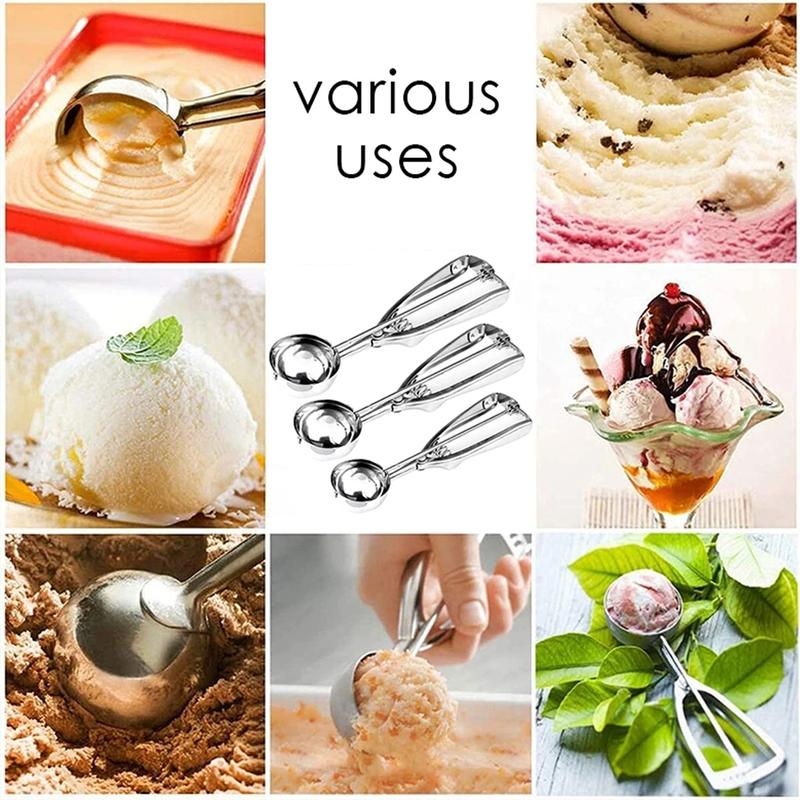 4/6cm Cake Mechanical Cookie Dough Ice Cream Scoop Stainless Steel Spoon UK 6