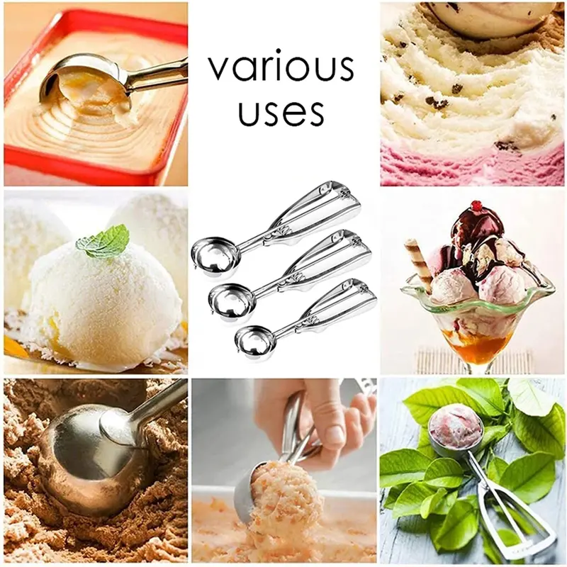 4/6cm Cake Mechanical Cookie Dough Ice Cream Scoop Stainless Steel Spoon UK 6