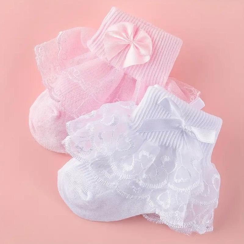 Baby girl knit lace trim cotton socks 0-1 year 1