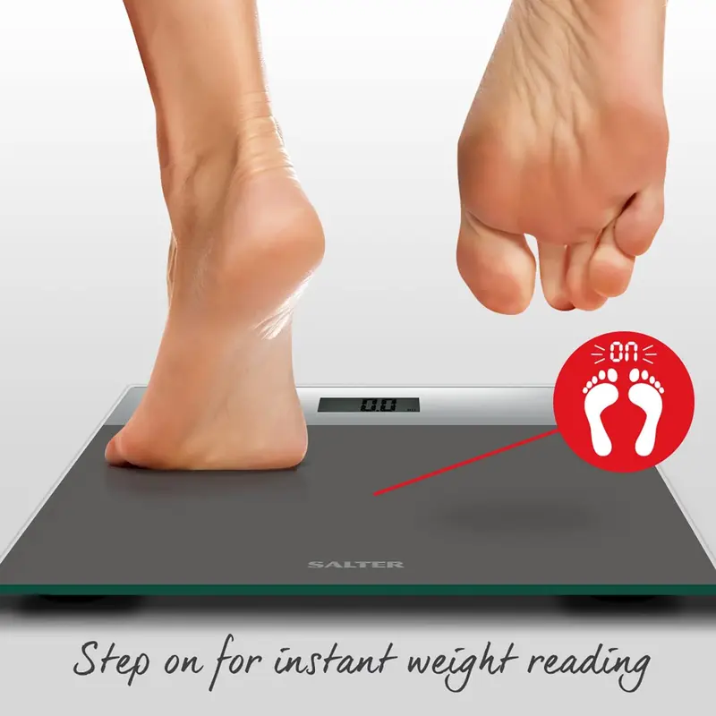 9206 SVSV3R Digital Bathroom Scale – Body Weighing Glass Electronic Scales, Easy Read LCD Display, Step On Activation, Max. Weight 180KG/400lbs, 15-Year Guarantee, Battery Included, Silver/Grey 3