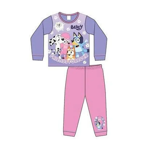 FBT Bluey Girls Pyjamas Pjs Nightwear Sleepwear Character Pajamas Pink Purple Long Sleeve Pyjama Top Trousers Friends Forever Toddler Kids Childrens Fulfilled by Tiktok