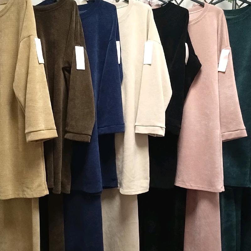 Velvet look  women round neck coord  set  for autumn/ winter collection size (8-14)(16-20) Top length is 39/40” trouser length is 39/40” seven colours are available 1