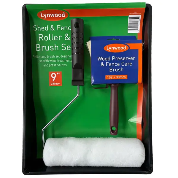 Lynwood 9" Shed & Fence Paint Roller Paint Brush 3 Piece Decorating Painting Set