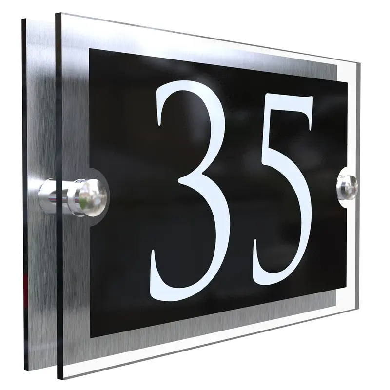 K Smart Sign | Paramount A5 200mm x 130mm | Contemporary House Signs Plaques Door Numbers 1 - 999 Personalised Name Plate Decor Aluminium WHITE UV hard ink print - scratch proof door number address plaques Stainless Steel 2