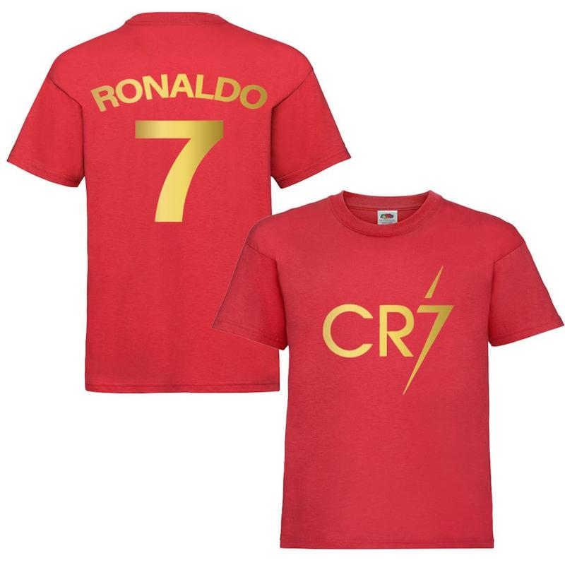 Kids Ronaldo Inspired Soccer T shirt footy merch Ronaldo TEEs Boys Girls Gift Top Tee 5-13yrs Number 7 # 7 CR7 Cristiano Ronaldo T-shirt 4
