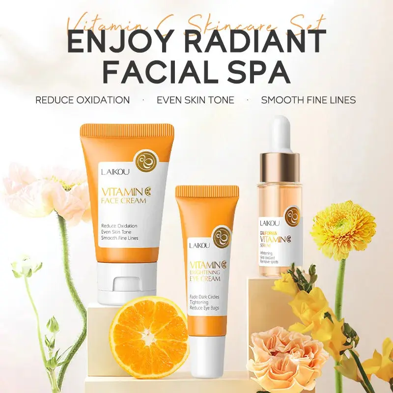 LAIKOU Vitamin C 24K Golden Sakura Skin Care Sets Face Cream Serum Eye Cream Moisturizing Face Care Kit 5