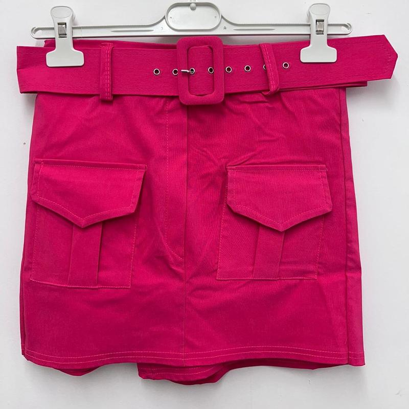 Women's High Waist Stretchy Cargo Combat Belted Pocket Skort Basic Casual 4