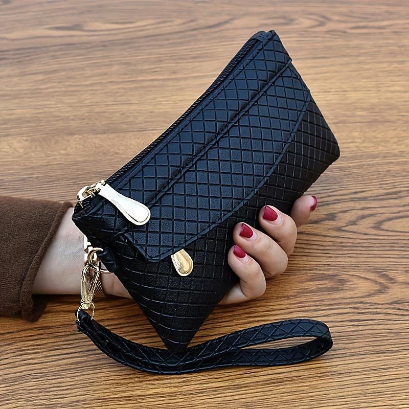 Product Introduction of Women's Argyle Quilted Clutch Bag, Multi Zipper Wristlet Bag For Phone & Coin, Fashion Handbag 7