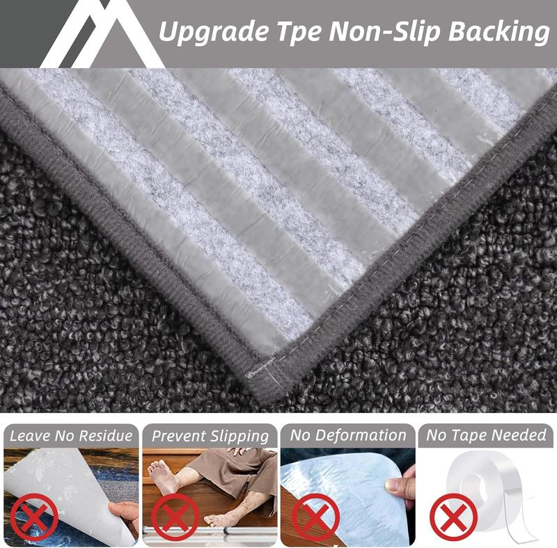 Edging Stair Treads Non-Slip 22 x 70cm(4PCS), Indoor Carpet Treads for Stairs, Stair Carpet Treads for Kids Elders and Dogs, Machine Washable, 100% Polyester, TPE Backing, Black 3