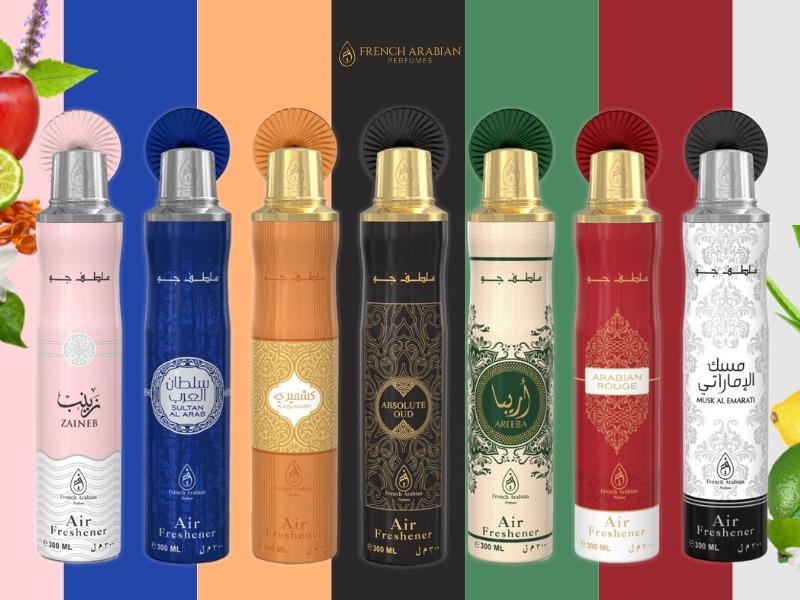 Dubai Air Fresheners - French Arabian Air Fresheners 300ml.  Arabian Air Freshener Spray for Home, Car, Lavender Fruits Tropical Vanilla Woody Scented 3