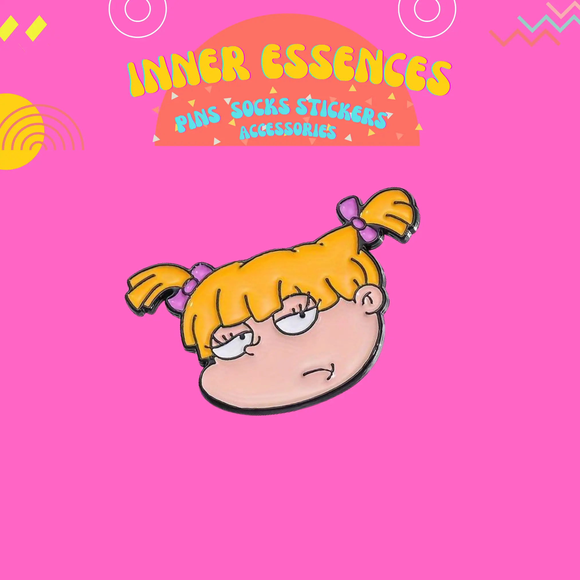 Angelica Rugrats Retro Classic Cartoon Pin - Clothing Accessory Lanyard Decor NHS Teacher Staff Badge