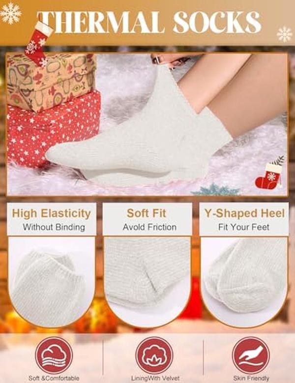 Hat and Scarf Set 5 PCS Winter Set Warm Beanie Hat Long Scarf and Touch Screen Gloves Women Thermal Socks Plush Ear Warmers Set Cold Weather Sets for Skiing Outdoor Sports 1