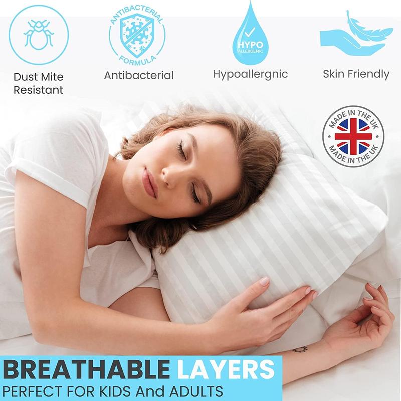 4 Pack Stripe Pillows Bounce Back Bed Pillow Restful Sleep Durable and Comfortable 3