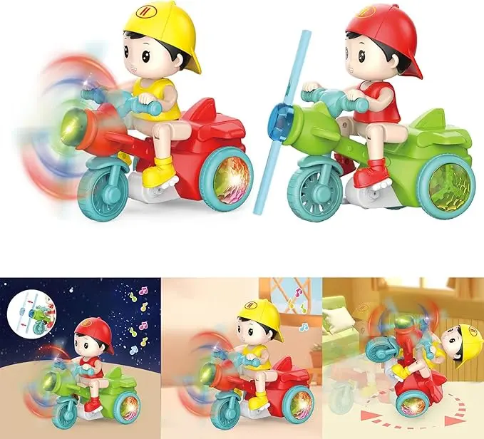 Tricycle Electric 360° Rotation Cartoon Toy Car Music LED Lighting Kids Toy Boy Girl Christmas Gift Electric Tricycle Toy Electric Tricycle Electric Stunt Tricycle 360 Rotation Toy 3
