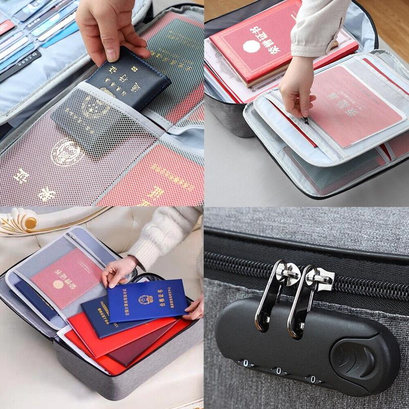 Document Bag with Lock,File Storage Organizer Safe Box for Passport Certificates 7