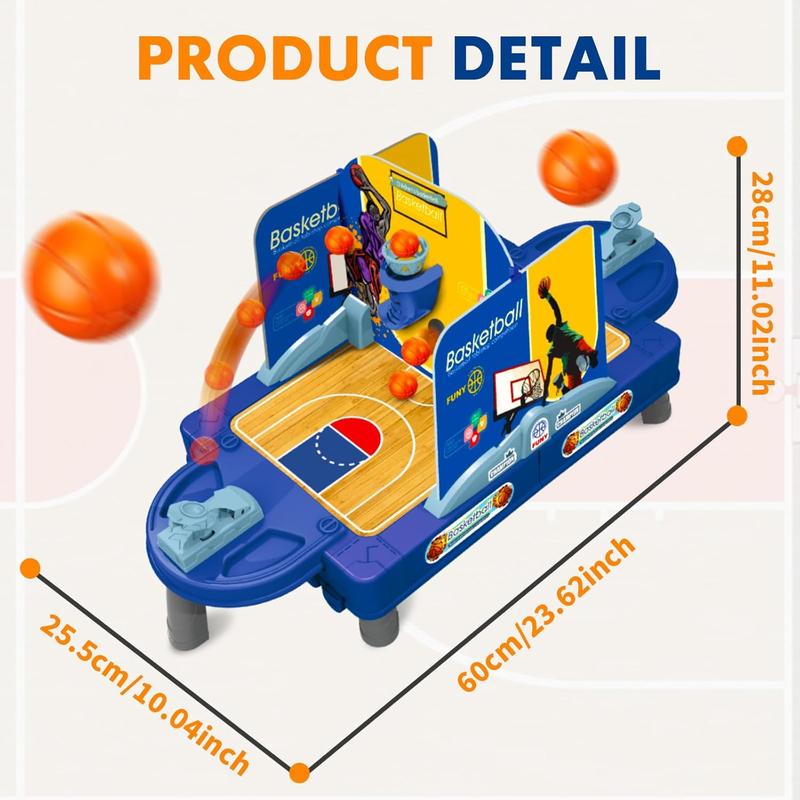 Mini Basketball Shooting Game Toy - 24-Inch Finger Flick Basketball Set, Desktop Basketball Tabletop Set with Court, Movable Basket and Score Feature - Fun for Kids & Adults 2