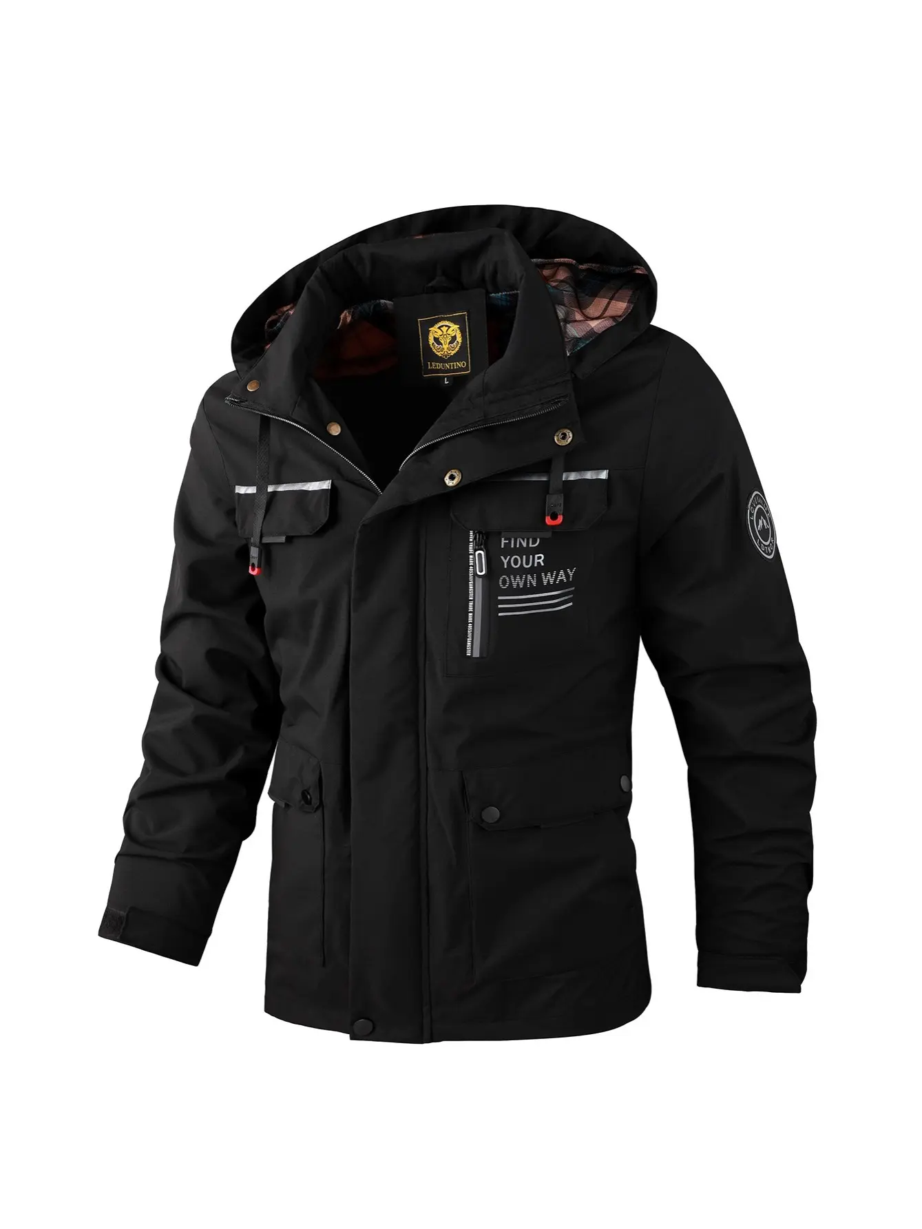 Mens Trendy Hooded Jackets Zip Up Long Sleeves Coats - Waterproof, Lightweight for Outdoor Adventures - Tops, Menswear Tops Longsleeves. Zipper Casual