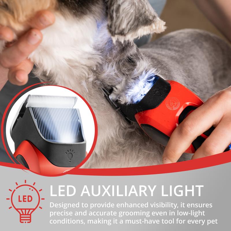 VGR Dog Grooming Clippers Kit Cordless for Thick or Curly Coats - Professional Pet Animal Hair Trimmer with Ceramic Blades - Low Noise Silent Shaver for Cat with Matted Fur, Puppy, Poodle, Cockapoo Groomer Rechargeable via USB-C 180 min Battery 5