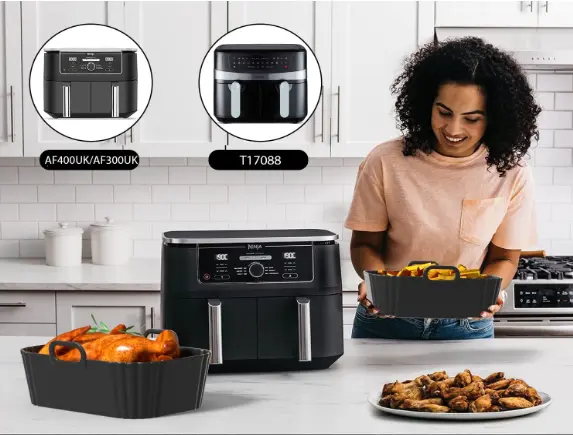 Air Fryer Liner 2Pack, Ninja Air Fryer Accessories, Repeatable Silicone Liners for Ninja Dual Air Fryer  7.87inch Silicone Air Fryer Pot Basket 2