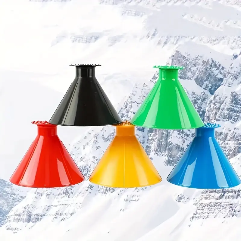 1pc Car Window Windshield Magic Ice Scraping Oil Funnel Snow Shovel + 1pair Gloves, Tool Scraping Winter Car Accessories 1