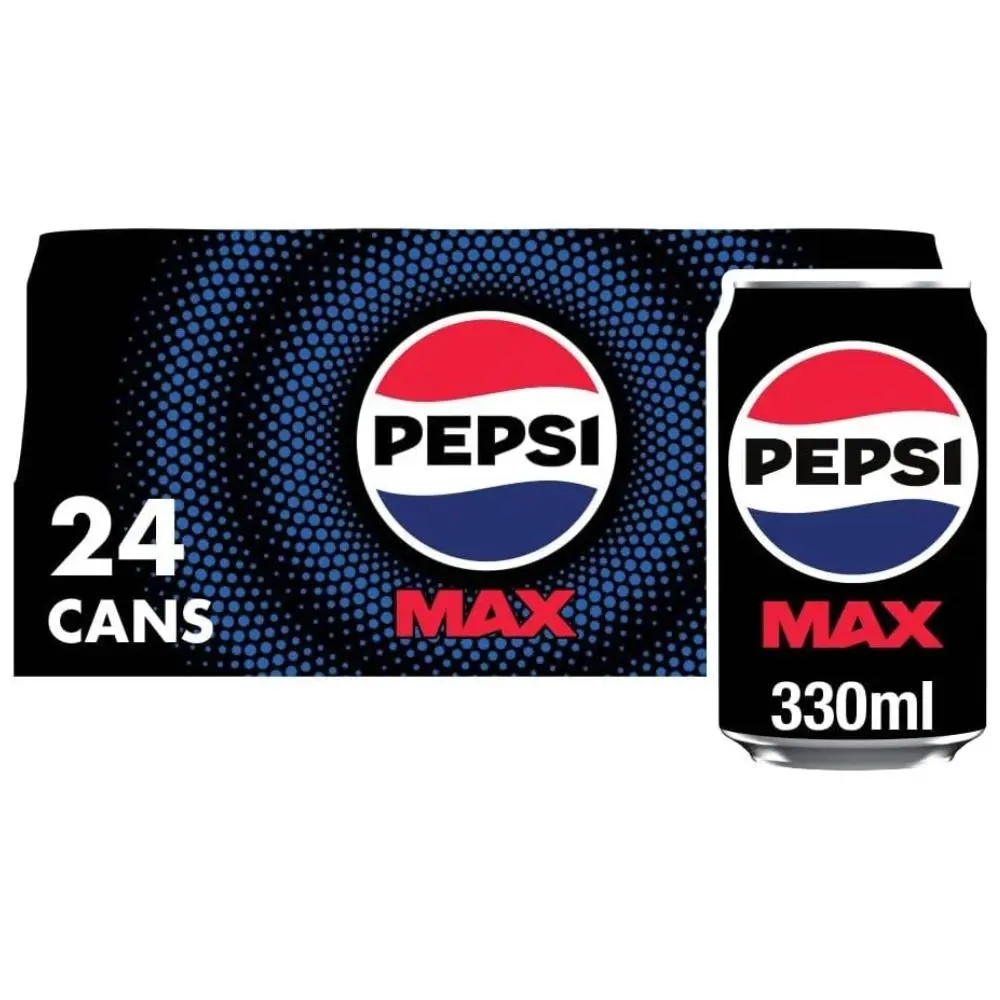 Pepsi Max No Sugar Cola Multi-Pack Cans 330ml  - Pack of 24, Beverage Soda Drink