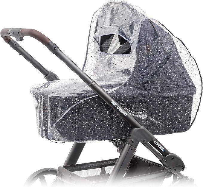 Universal Grey Rain Cover for Pram Carrycot (Hauuck, Joie, ABC-Design etc.) - Air Circulating, Water Resistant and Durable Baby Protection Rain Shield 4