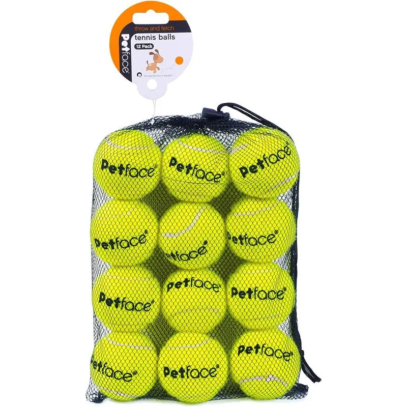 Petface Super Tennis Balls For Dogs, Throw and Fetch, Outdoor Exercise (Pack of 12) squeaky dog toys