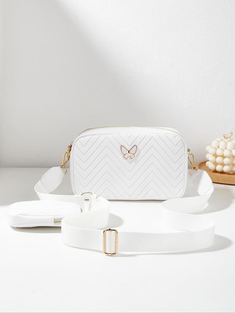 Product Introduction of Women's Butterfly Decorated Crossbody Bag Set, Casual Adjustable Shoulder Bag & Small Wallet Bag for Daily/Fall Festival Used, Versatile High-quality Bag Back To School 12