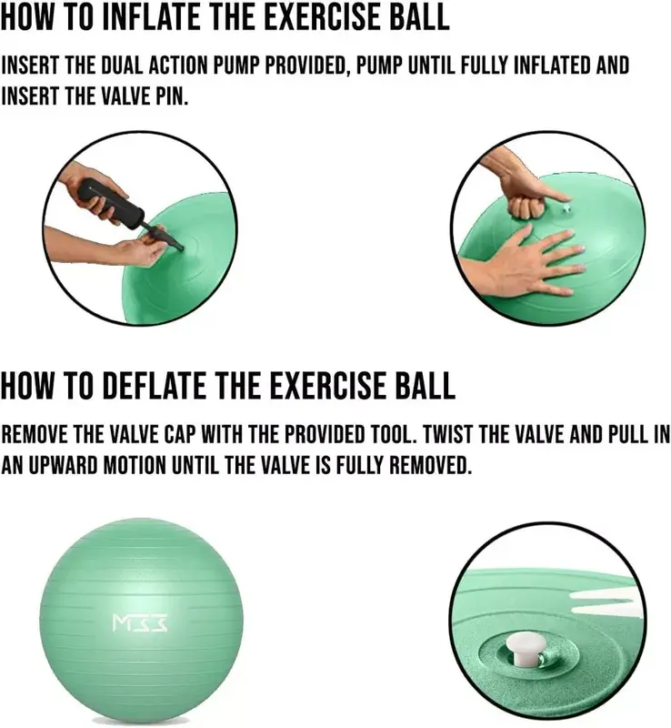 Yoga Ball Exercise Ball, Anti Slip Stability Ball Chair, Heavy Duty Large Gym Ball for Fitness, Balance, Core Workout and Physical Therapy (Green) 2