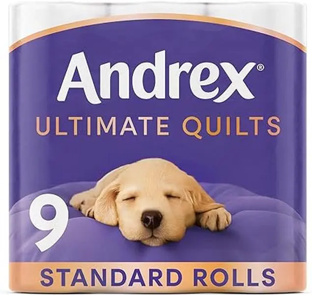 Andrex Ultimate Quilts Toilet Paper 9 Rolls, Air Pocket Technology for Soft, Thick Sheets -Pack of 9 Quilted Toilet Rolls, FSC Certified 0