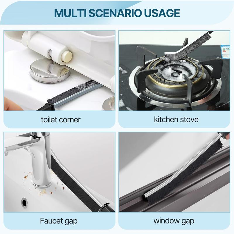 Crevice Cleaning Brush, Bathroom Tile Groove Gap Cleaning Brush,Premium Crevice Cleaning Tool Aluminum Support with 15° Angle Magic Brush, Thin Cleaning Brush for Home Kitchen 1