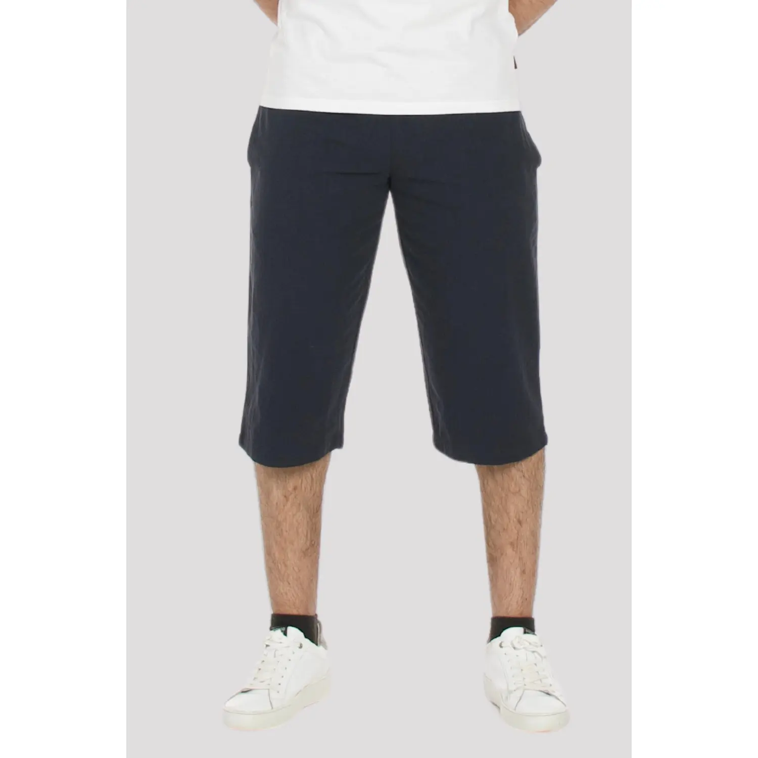 Navy Linen & Cotton 3/4 Shorts