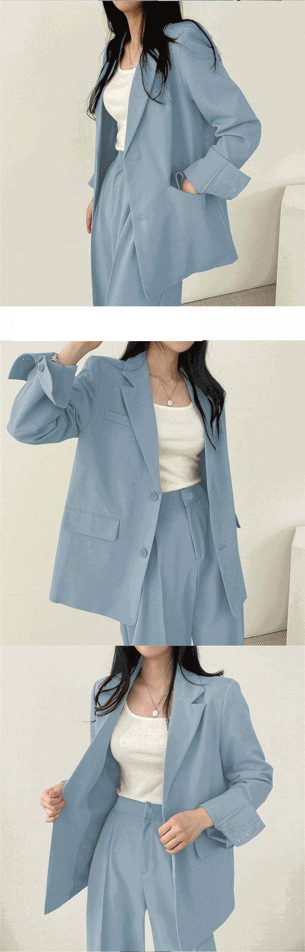 Product Introduction of High Quality Women Blazer Set Solid Pocketed Lined Coat + High Waist Suit Pants Office Lady Formal Two Piece Set 6