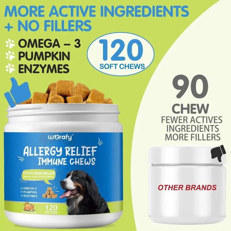 Worafy Allergy Relief Immune Chews for Dogs 0